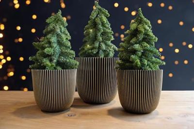 Capi 'made with' groove bol bloempot 29x27 cm zwart goud