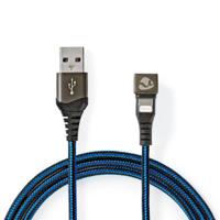 Nedis GCTB39300AL20 Data- En Oplaadkabel Usb-a Male Naar Apple Lightning 8-pins Male 180°-aansluiting Voor Gaming 2,0 M Rond Gevlochten Zwart-blauw - thumbnail