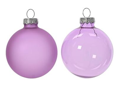 Kerstballen Glas Ø6cm Transparant Fris Lila 6st - thumbnail