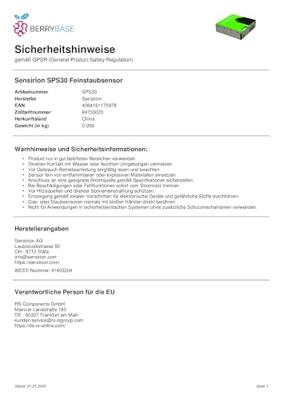 Sensirion Sensor voor stofherkenning SPS30