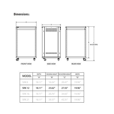 Samson SRK-12 universeel rack met wielen 12U