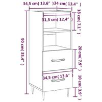 Dressoir 34,5x34x90 cm bewerkt hout wit - thumbnail