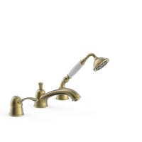 Badrandkraan Tres Clasic Mengkraan Incl. Handdouche Verouderd Messing Mat - thumbnail