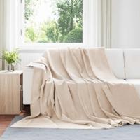 VidaXL Gooi deken beige 220 x 240 cm fleece - thumbnail