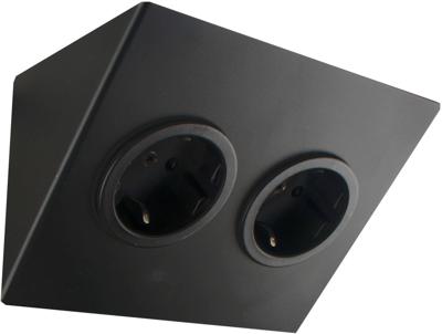 Caressi contactdoos dubbel stopcontact met randaarde 11,5x14x5,9 cm zwart