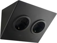 Caressi contactdoos dubbel stopcontact met randaarde 11,5x14x5,9 cm zwart - thumbnail