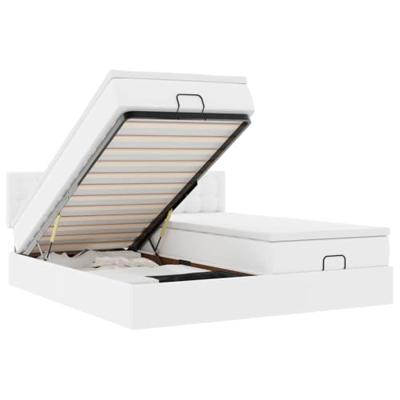 Ottoman bed met matrassen 200x200cm kunstleer wit