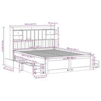 Bed met boekenkast zonder matras grenenhout wasbruin 150x200 cm - thumbnail