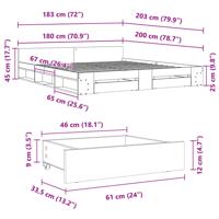 Bedframe met lades bewerkt hout wit 180x200 cm - thumbnail