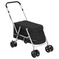 VidaXL Hondenwagen inklapbaar 100x49x96 cm linnenstof zwart - thumbnail