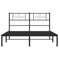 Bedframe met hoofdbord metaal zwart 135x190 cm - thumbnail