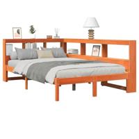 Bed met boekenkast zonder matras grenenhout wasbruin 135x190 cm - thumbnail