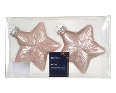 Decoris kersthangers glas ster 2st poederroze