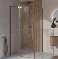 Saqu Trophy douchecabine met draaideur incl. antikalk 100x100x203cm brushed copper - thumbnail