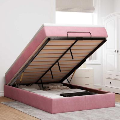 Ottoman bed met matras 120x200cm fluweel roze