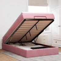 Ottoman bed met matras 120x200cm fluweel roze - thumbnail
