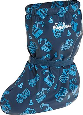 Playshoes overschoenen fleece gevoerd Bouwwagens Marine-M