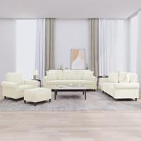 4-delige Loungeset met kussens fluweel crèmekleurig - thumbnail