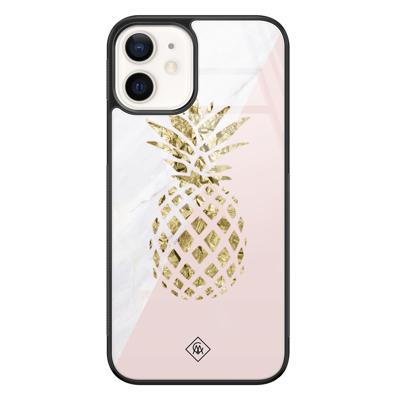 iPhone 12 glazen hardcase - Ananas iPhone 12 glazen hardcase - Ananas