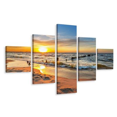 Schilderij - Prachtige Zonsondergang boven Zee, Premium Print