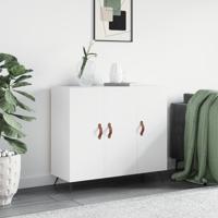 Dressoir 90x34x80 cm bewerkt hout wit - thumbnail