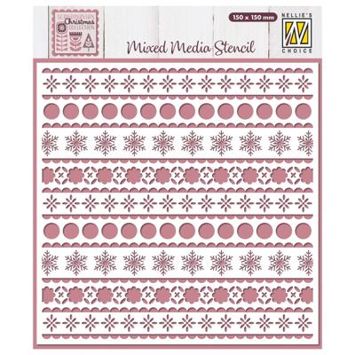 Nellie's Choice • sjabloon scandinavische bloemen sneeuw 15x15cm