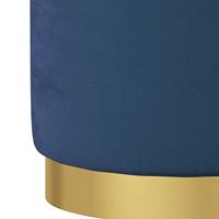 Hocker met opbergruimte rond fluweel blauw - thumbnail