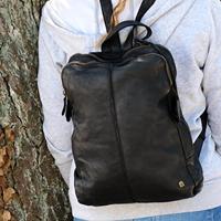 Juscha JU-48203 Rugzak Roberto Romano CAPRI Zwart, Echt Leer 24x38x8cm - thumbnail