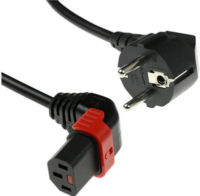 ACT AK5266 230V Stroomkabel CEE7/7 Male (Haaks)/C13 (Haaks Omhoog) Lockable Zwart - 3 meter