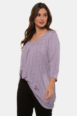 Ulla Popken Longshirt, A-lijn, bloemendessin, 3/4 mouwen - Grote Maten