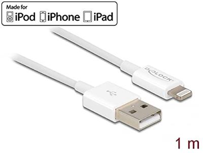 Delock USB-laadkabel USB 2.0 USB-A stekker, Apple Lightning stekker 1.00 m Wit 83000 Delock USB-laadkabel USB 2.0 USB-A stekker, Apple Lightning stekker 1.00 m Wit 83000