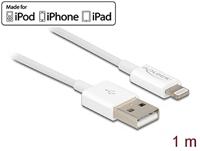 Delock USB-laadkabel USB 2.0 USB-A stekker, Apple Lightning stekker 1.00 m Wit 83000 - thumbnail