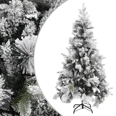VidaXL Kerstboom met dennenappels en sneeuw 225 cm pvc en pe