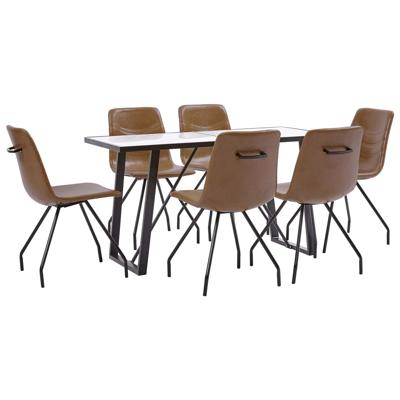 vidaXL 7-delige Eethoek kunstleer cognackleurig