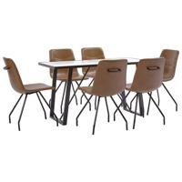 vidaXL 7-delige Eethoek kunstleer cognackleurig - thumbnail