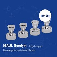 Maul Neodymium magneet MAUL (Ø x h) 15 mm x 20 mm Kegel Zilver 4 stuk(s) 6168796 - thumbnail