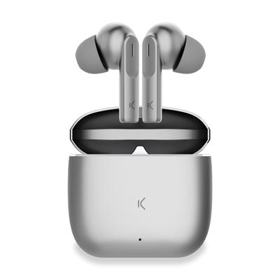 KSIX Meteor Draadloze bluetooth-hoofdtelefoon, HD-oproepen, ENC-ruisonderdrukking, laadhoes van metaal, True Wireless Stereo, 32 uur batterijduur, spraakassistenten, waterdicht, zilver