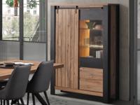 Vitrinekast SIMETTRA 2 deuren 2 lades scarlet eik - thumbnail