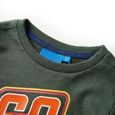 Kindershirt met lange mouwen racewagenprint 128 donkergroen - thumbnail