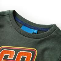 Kindershirt met lange mouwen racewagenprint 92 donkergroen - thumbnail