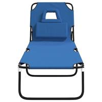 Ligbed inklapbaar oxford stof en gepoedercoat staal blauw - thumbnail