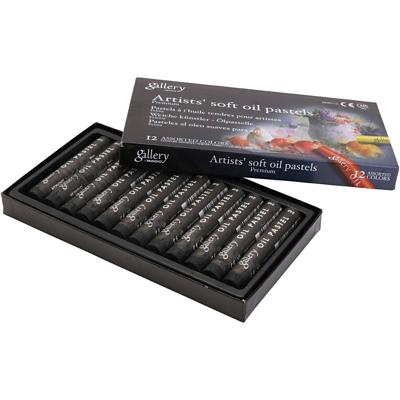 Gallery Oliepastel, L: 7 cm, d 11 mm, dikte 11 mm, zwart, 12 stuk/ 1 doos