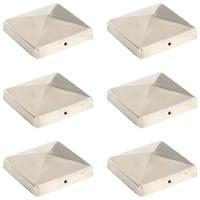 VidaXL Paalkappen 6 st piramide 101x101 mm roestvrij staal - thumbnail