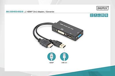 ASSMANN Electronic AK-330403-002-S HDMI, DP DVI, DVI-D Zwart kabeladapter/verloopstukje