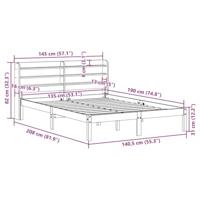 Bedframe met hoofdbord massief grenenhout wasbruin 135x190 cm - thumbnail