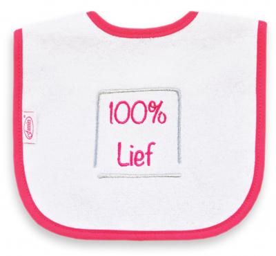 Funnies slabber 100% lief junior 40 cm katoen wit/roze