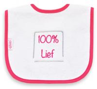 Funnies slabber 100% lief junior 40 cm katoen wit/roze - thumbnail