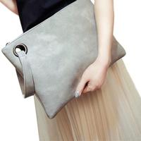 Eenvoudige retro dames handtas mode grote capaciteit Clutch tas rits enveloptasje (lichtgrijs) - thumbnail