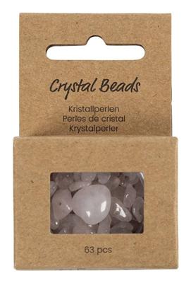 Creativ Company Kristallen kralen, rozenkwarts, d 7-12 mm, gatgrootte 1 mm, ca. 63 stuk, roze, 63 stuk/ 1 doos