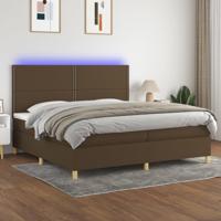 Boxspring met matras en LED stof donkerbruin 200x200 cm - thumbnail